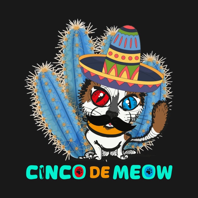 Cinco de Meow Mexican Funny Cat Let’s Fiesta Cinco De Mayo by Mamalika