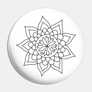 Monochrome Bloom - Mandala Flower Pin