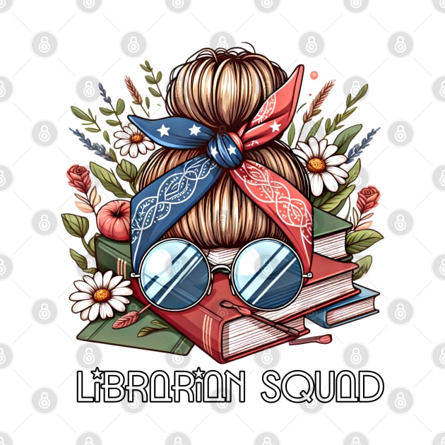 Librarian Squad with messy bandana bun design by Apparels2022