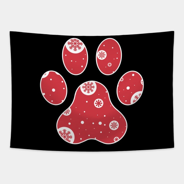 Paw print with snowflakes Tapestry by MZeeDesigns