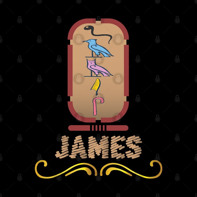 JAMES-American names in hieroglyphic letters-James, name in a Pharaonic Khartouch-Hieroglyphic pharaonic names by egygraphics