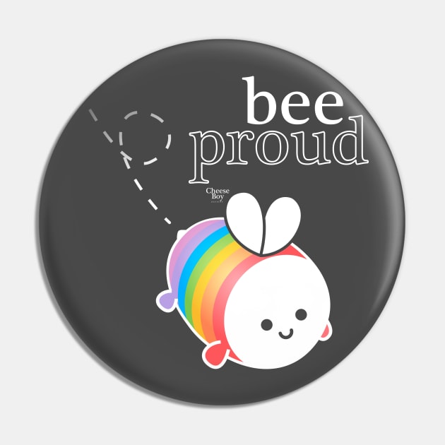 Pride Bee classic Pin by Cheese Boy Designs