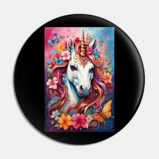 Floral X Unicorn Pin