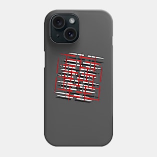 connections abstract digital art in red white black and grey Phone Case