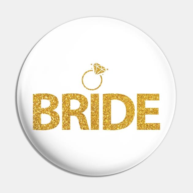 Bride With Ring Gold Sequins Effect Pin by PhoebeDesign