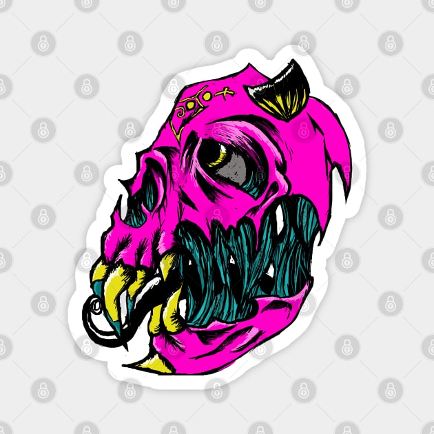 Demon Skull in Neon Magnet by PoesUnderstudy