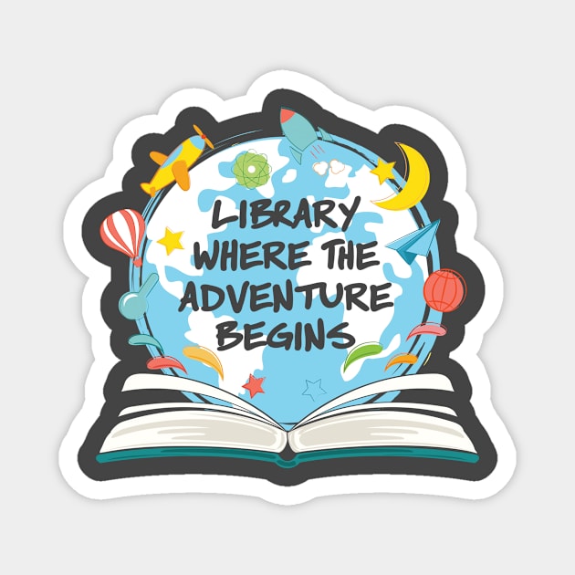 Library Where The Adventure Begins Magnet by Antrobus