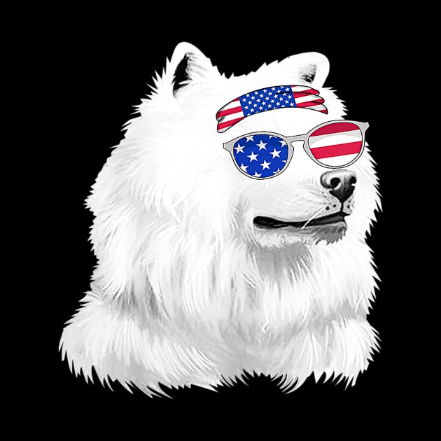 American Eskimo Dog Usa American Flag by Jannysingle