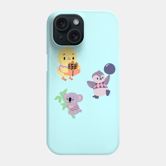 Cute Kawaii Animals Having Fun Peacefully Phone Case by TANSHAMAYA