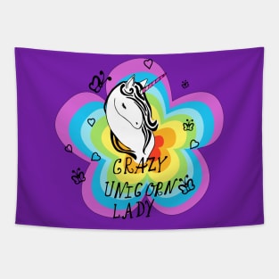 Crazy Unicorn Lady - Unicorn Lover Quote Tapestry