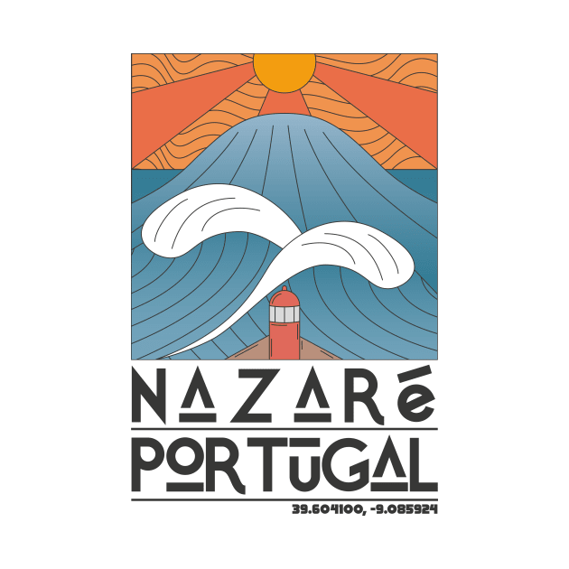 Nazaré Portugal Retro Travel Poster by JDP Designs