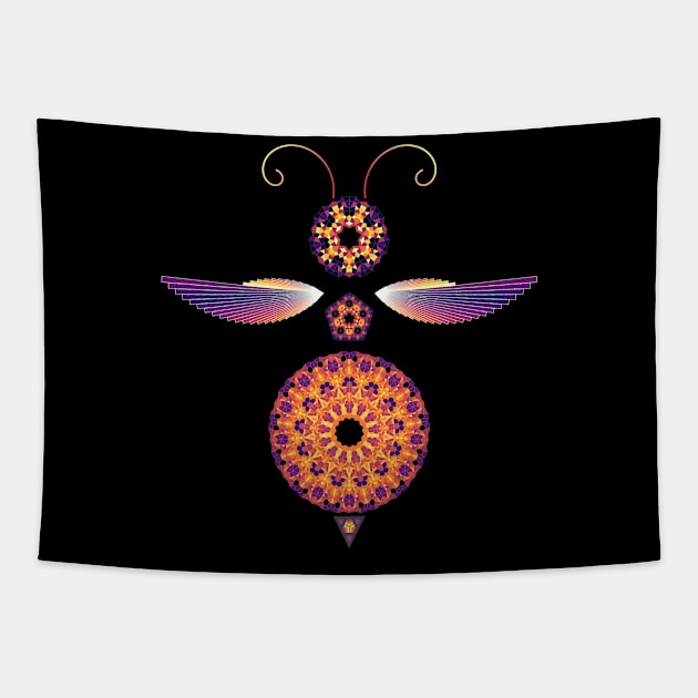 Mandala Honey Bee | Onyx Ruby Citrine Black Red Yellow Black Tapestry by aRtVerse