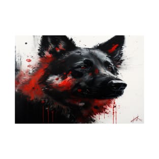 Abstract Splash Painting Of A Dog In Black And Red Colours T-Shirt