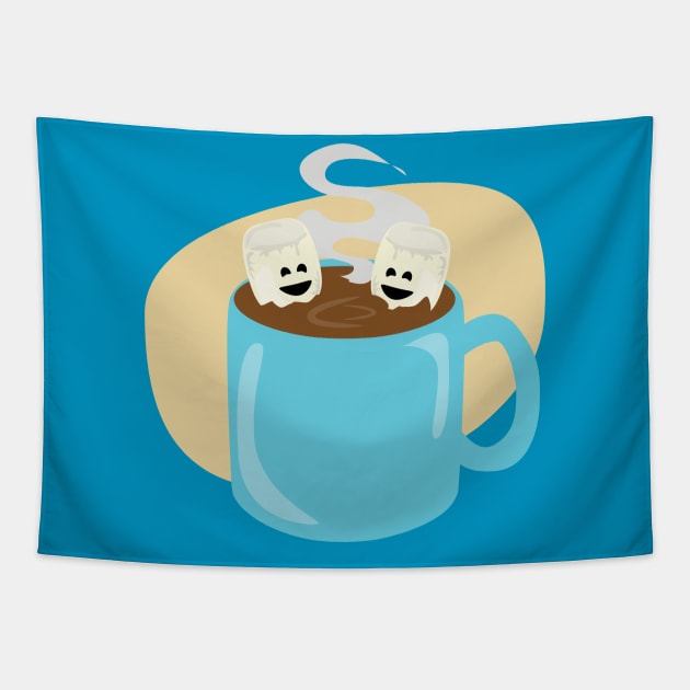 Happy Marshmallow Hot Cocoa Tapestry by Tshirtfort