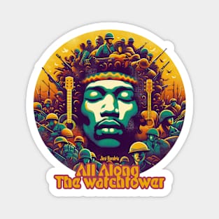 tshirt mug, sticker, print, Jimi hendrix All along the watchtower Magnet