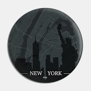 New York City map with Silhouette Pin