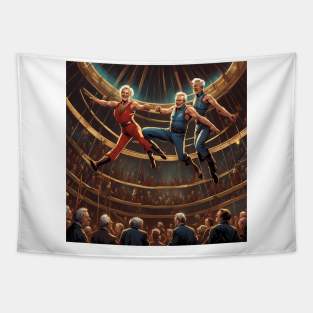 Pensioners as trapeze Artists Tapestry