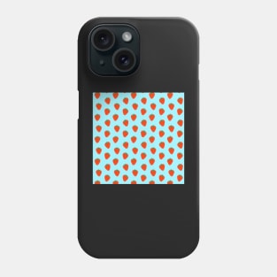 Strawberry pattern in blue background Phone Case