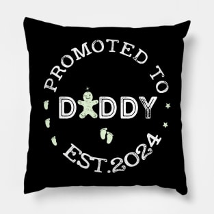 Promoted To Daddy Est. 2024 Vintage Tee New Dad First Daddy Pillow