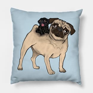 Puggyback Pals (reversed colors) Pillow