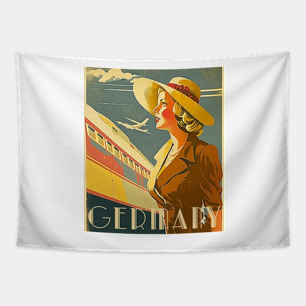 Germany Woman Vintage Travel Art Poster Tapestry by OldTravelArt