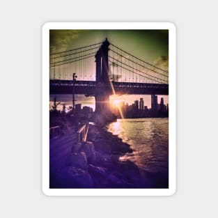 Manhattan Bridge Skyline Sun Brooklyn New York City Magnet