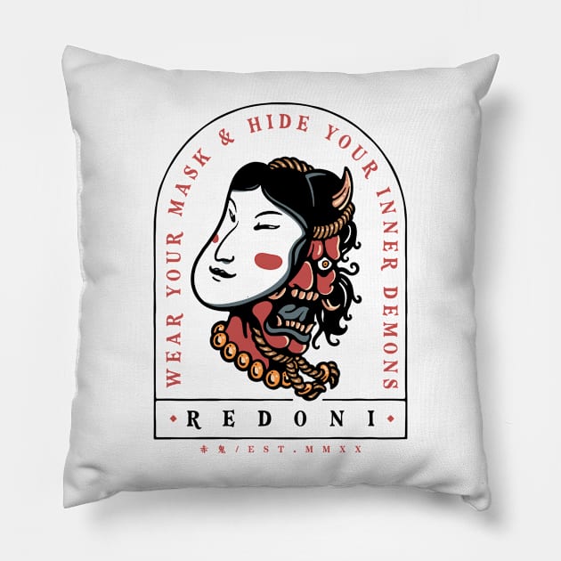 Hannya Demon Pillow by RedOni Clothing