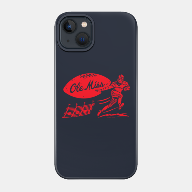 Vintage College Football - Ole Miss (Red Ole Miss Wordmark) - Ole Miss - Phone Case