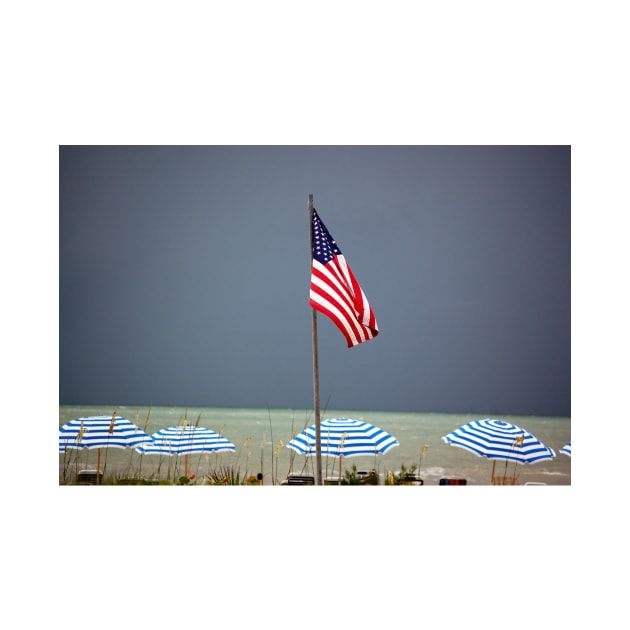 American Flag on Beach by cbernstein