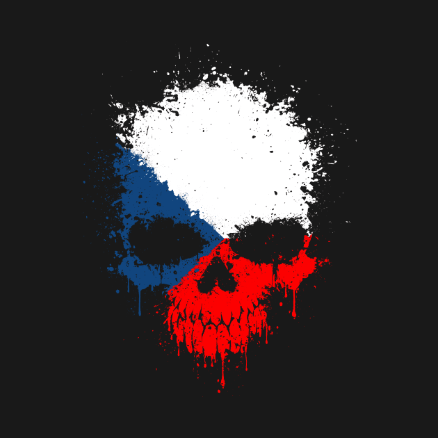 Chaotic Czech Flag Splatter Skull by jeffbartels