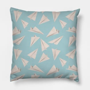 Paper Planes Pattern Light Blue Pillow