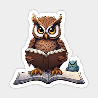 Wise owl reading Magnet