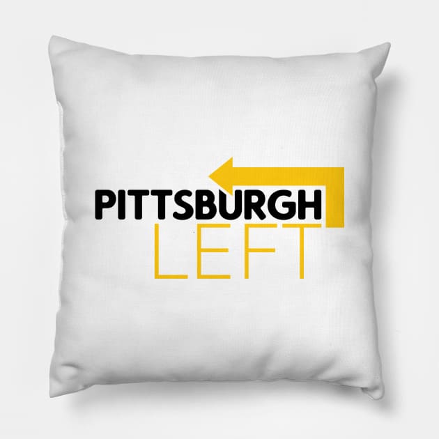 Pittsburgh Left Black and Yellow Pillow by polliadesign