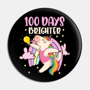 100 Days Brighter unicorn 100 Days Smarter of School Pin