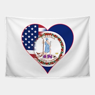 State of Virginia Flag and American Flag Fusion Design Tapestry