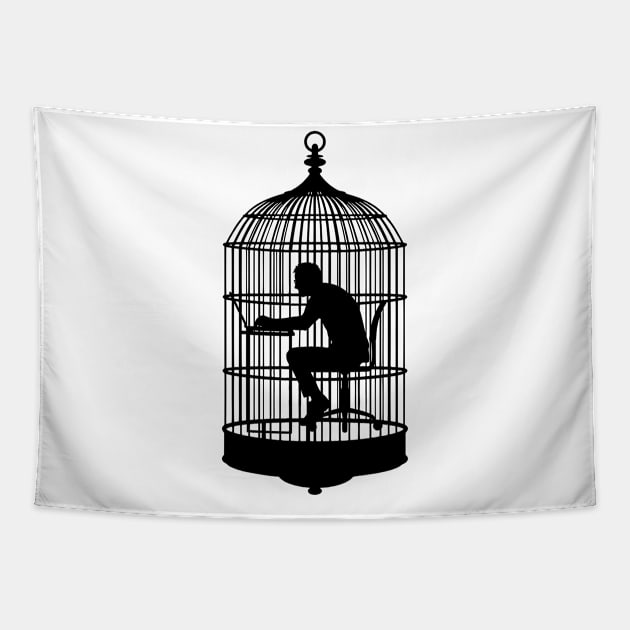 Hamster wheel working man in the cage Tapestry by ShirtyLife