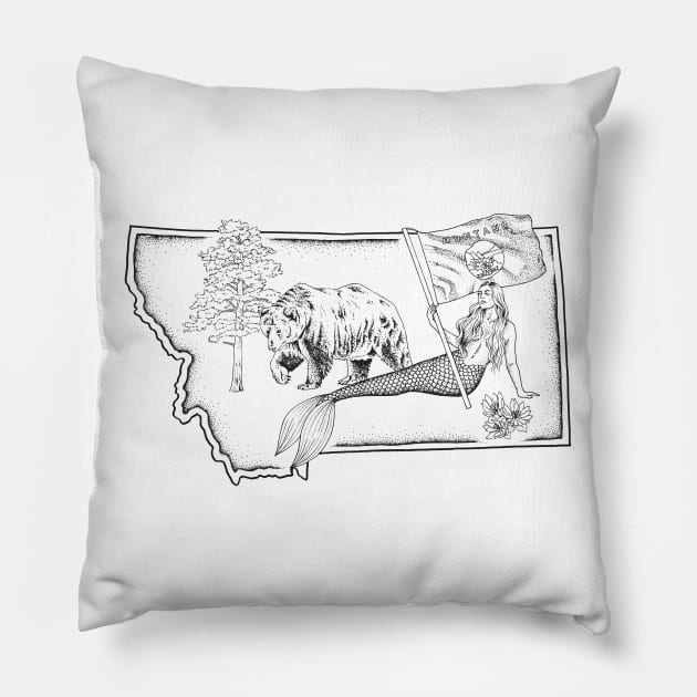 Montana Mermaid Pillow by Elizabeth Weglein Art