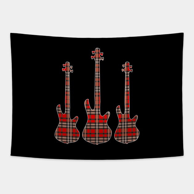 Red Black Plaid Matching Christmas Pattern Bass Player Tapestry by jodotodesign