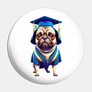 Pawsome Graduation Achievement: Pug in Cap and Gown Pin