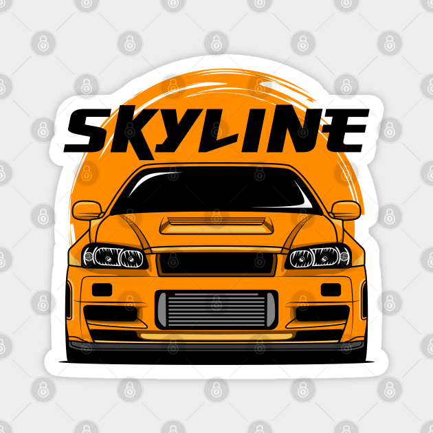 Orange Skyline R34 Magnet by GoldenTuners