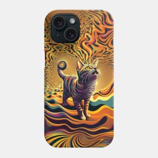 Psychedelic Cat Design Phone Case