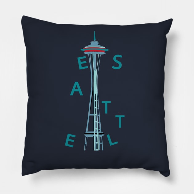 Seattle Space Needle Pillow by MAS Design Co