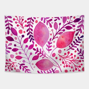 Pink and purple watercolor leaves Tapestry