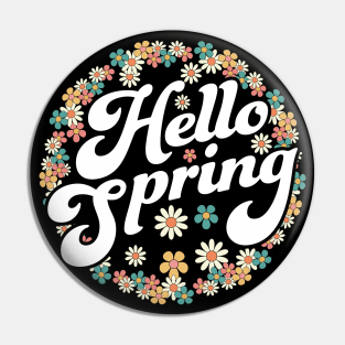 Hello Spring Trendy Easter Daisy Flower Cute Floral Pattern Pin