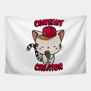Cute Tabby cat is a content creator Tapestry
