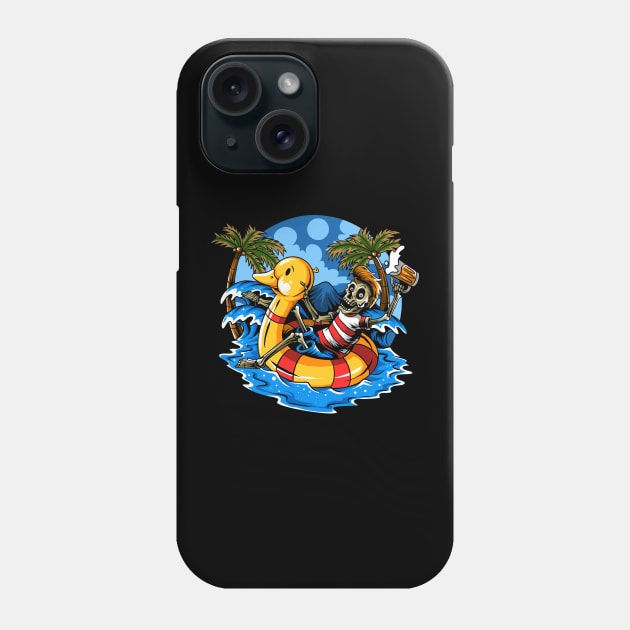 duck surf with skeleton Phone Case by beach wave