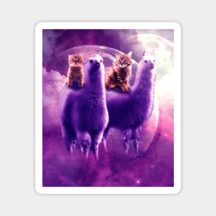 Outer Space Galaxy Kitty Cat Riding On Llama Magnet