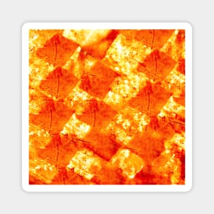 Abstract bright orange batik texture check board design Magnet