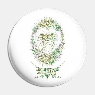 Hedgehog and Leaves Pin