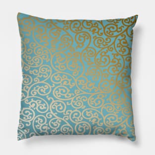 Art and craft Morris arabesque design on an azure background Pillow